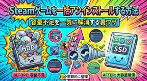 Steamのゲームを一括アンインストールする方法｜容量不足を一気に解消する裏ワザ