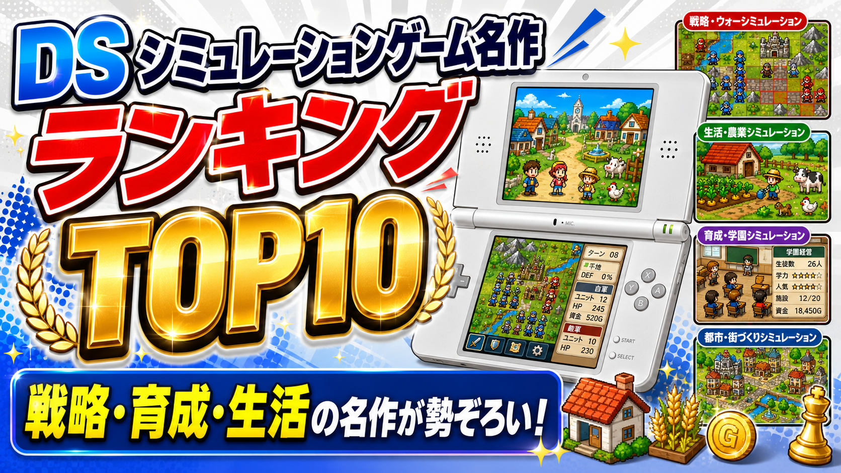 DS シミュレーションゲーム名作ランキングTOP10｜戦略・育成・生活の名作が勢ぞろい！