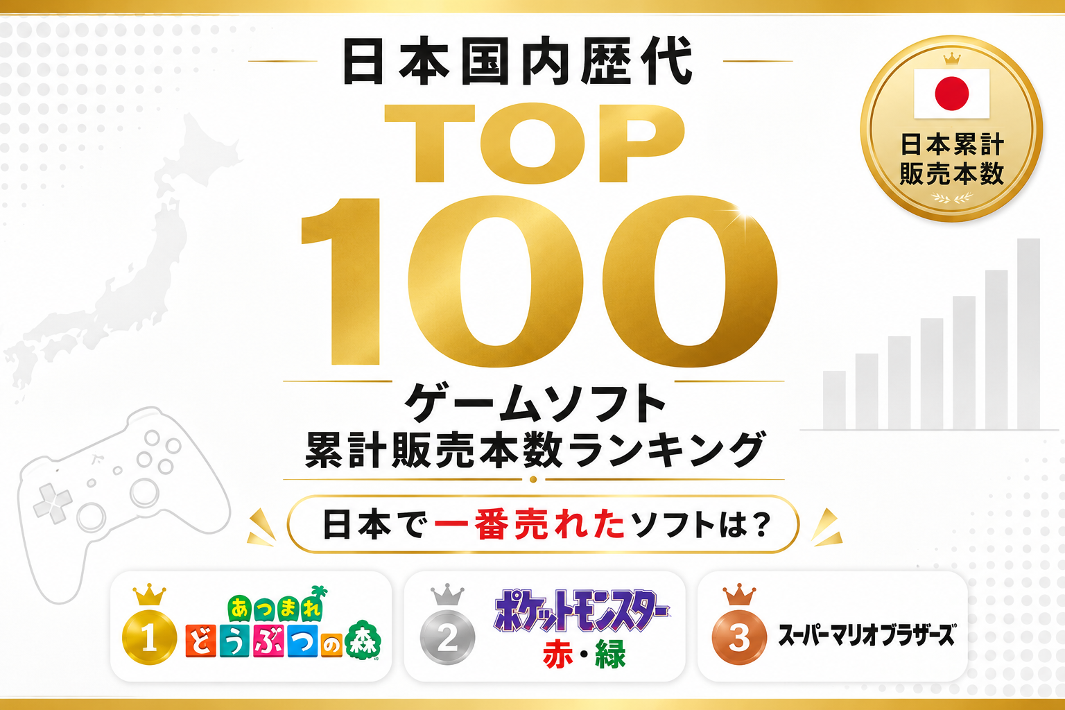 日本国内歴代ゲームソフト累計販売本数ランキングTOP100｜日本で一番売れたソフトは？