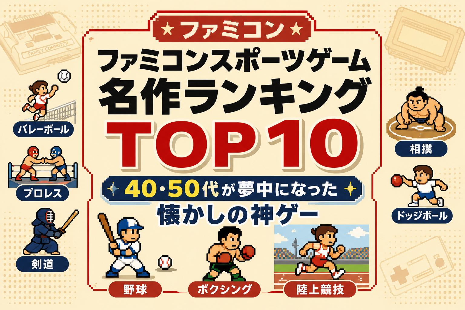 ファミコンスポーツゲーム名作ランキングTOP10｜40・50代が夢中になった懐かしの神ゲー