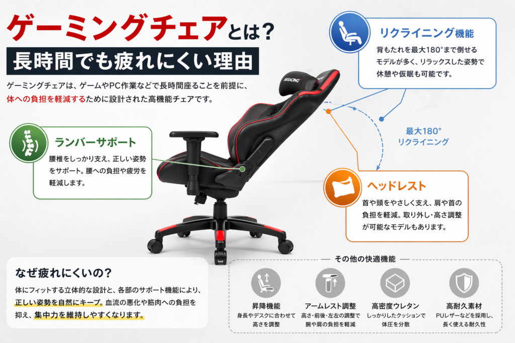 ゲーミングチェアとは？長時間プレイを前提に設計された椅子画像03