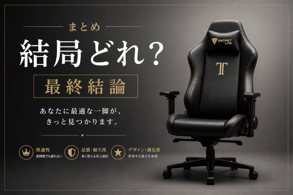 【2026年版】レザーゲーミングチェアおすすめ5選｜高級・快適モデルを徹底比較　まとめ画像07
