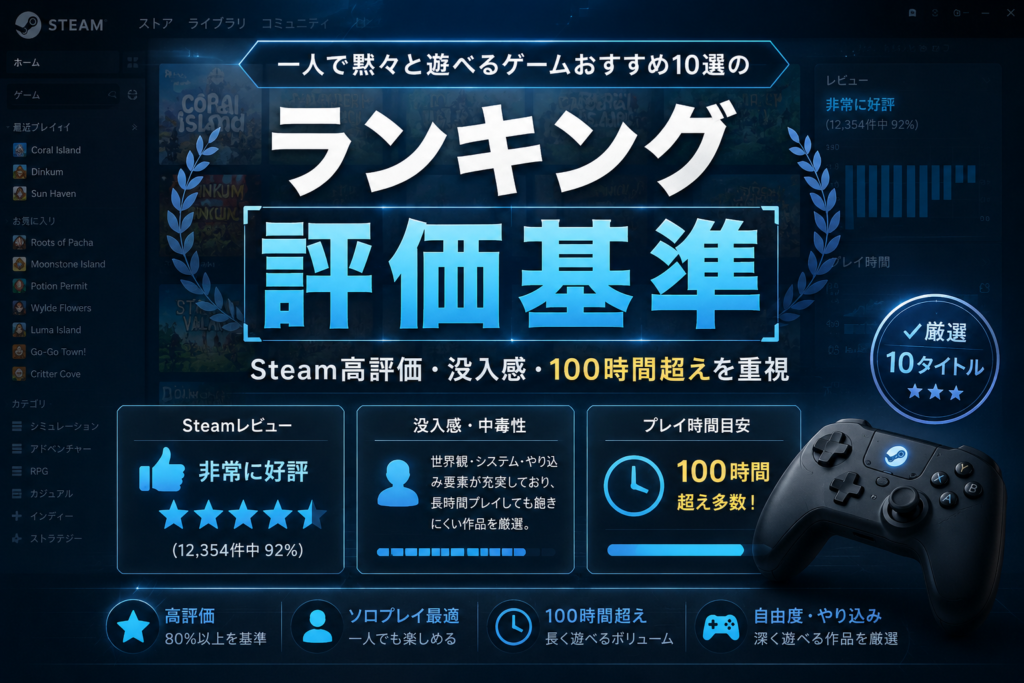 一人で黙々と遊べるゲームおすすめ10選のランキング評価基準画像02