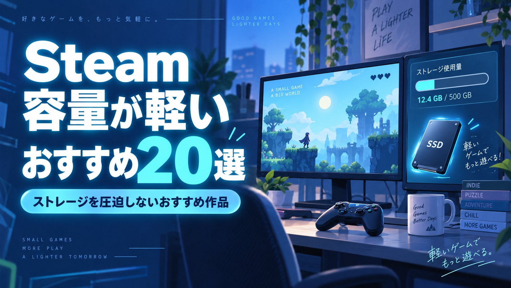 【2026年版】容量が軽いSteamゲーム20選|ストレージを圧迫しないおすすめ作品