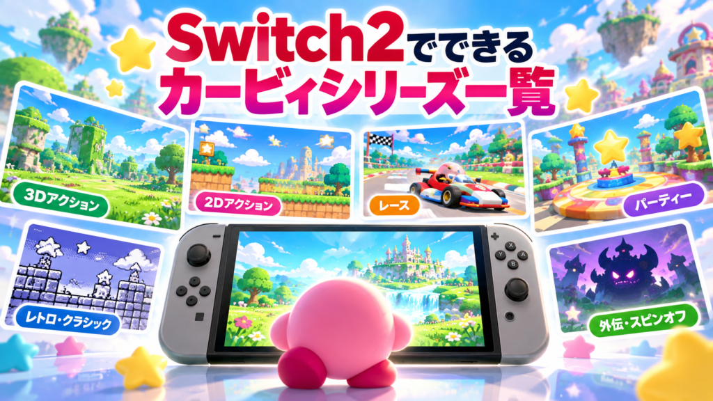 Switch2で出来るカービィシリーズ一覧画像