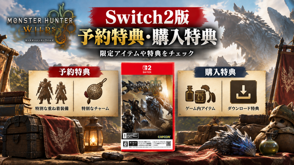 Switch2版モンハンワイルズの予約特典・購入特典画像