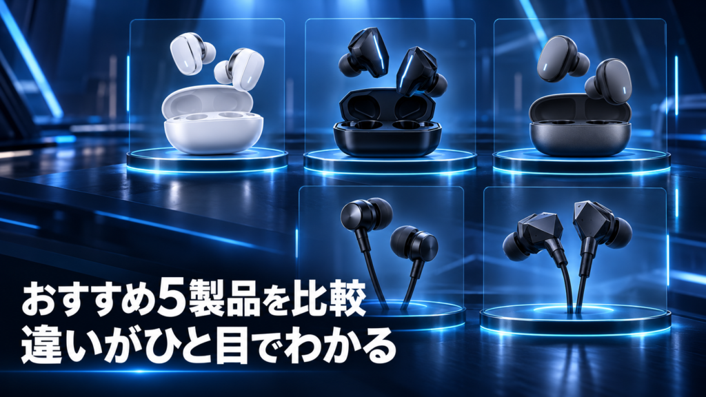 PS5イヤホンおすすめ5選の比較表画像