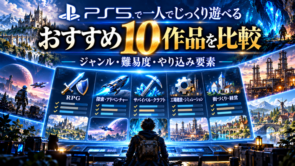 PS5で一人でじっくり遊べるおすすめ10作品の比較一覧表画像