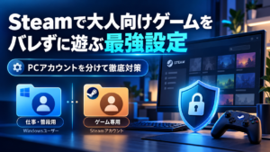 Steamで大人向けゲームをバレずに遊ぶ方法|Windows・Steamの別アカウントで徹底対策