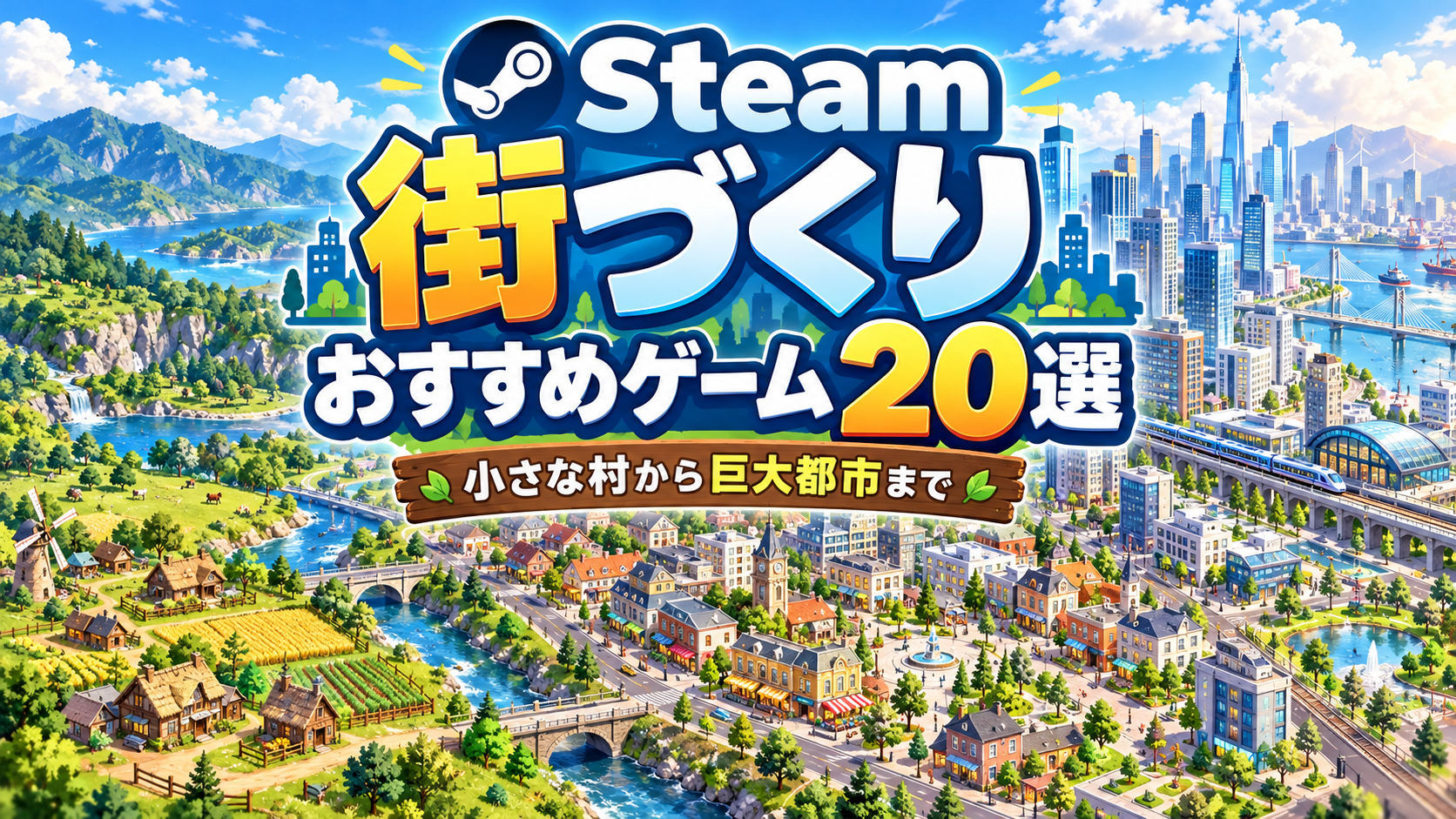 【2026年版】Steamの街づくりゲームおすすめ20選!小さな村から巨大都市まで楽しめる名作
