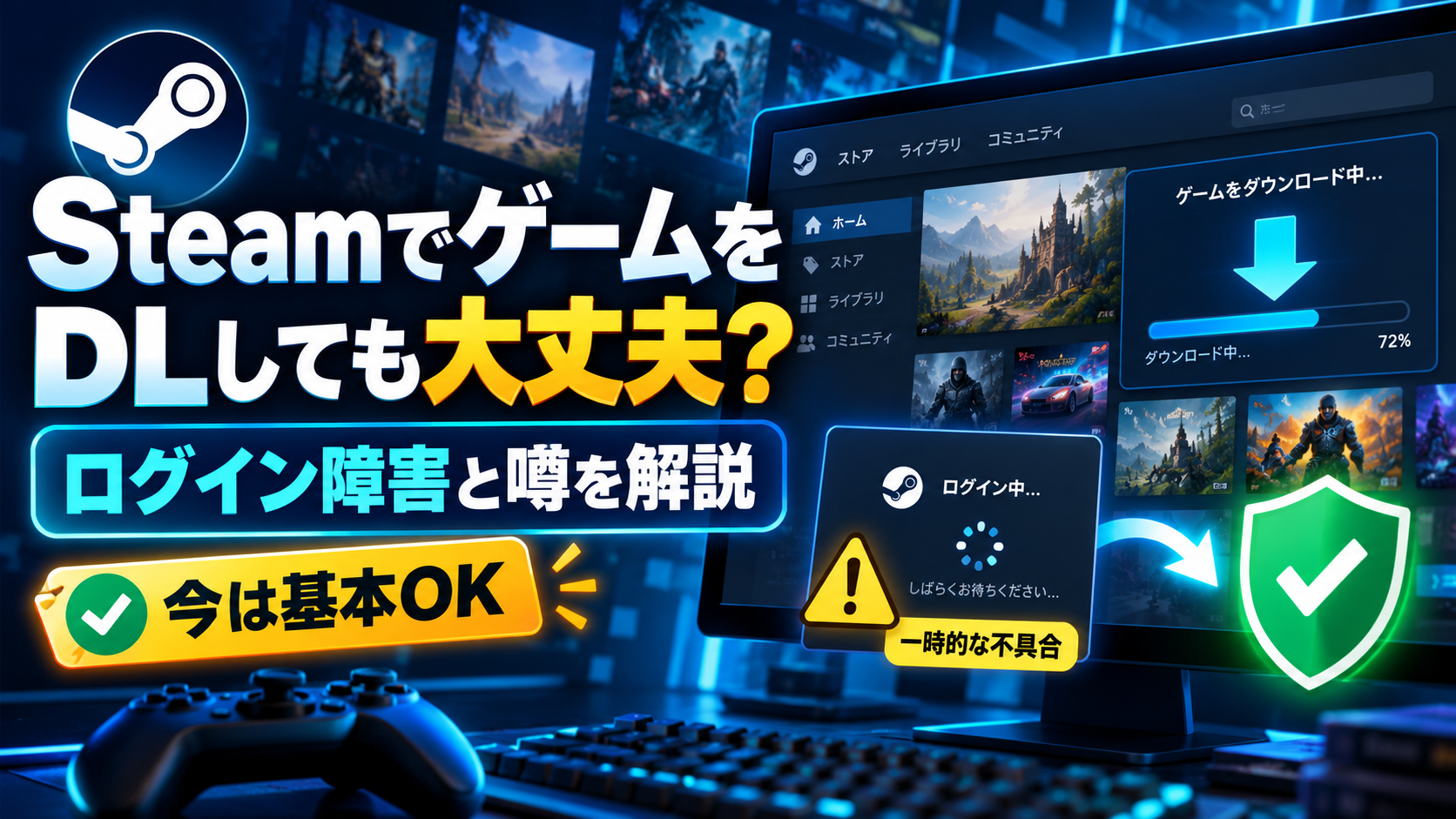 Steamでゲームをダウンロードしても大丈夫？「今は危険」という噂とログイン障害の真相を解説