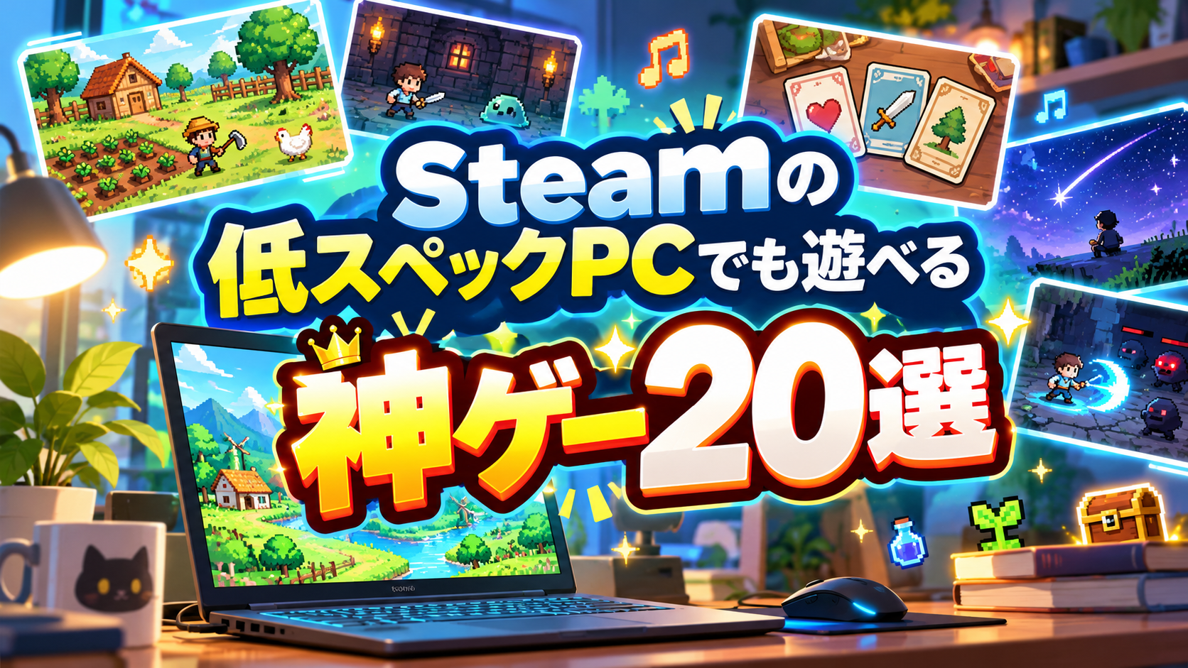 【2026年版】Steamの低スペックPCでも遊べる神ゲー20選!軽くて面白い名作を厳選