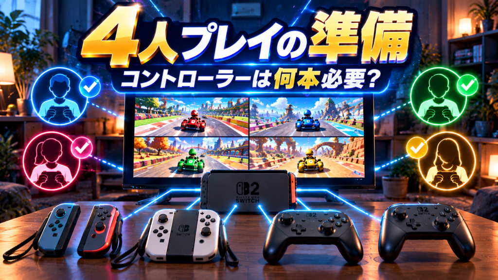 Switch2本体1台で4人プレイするには何が必要？画像