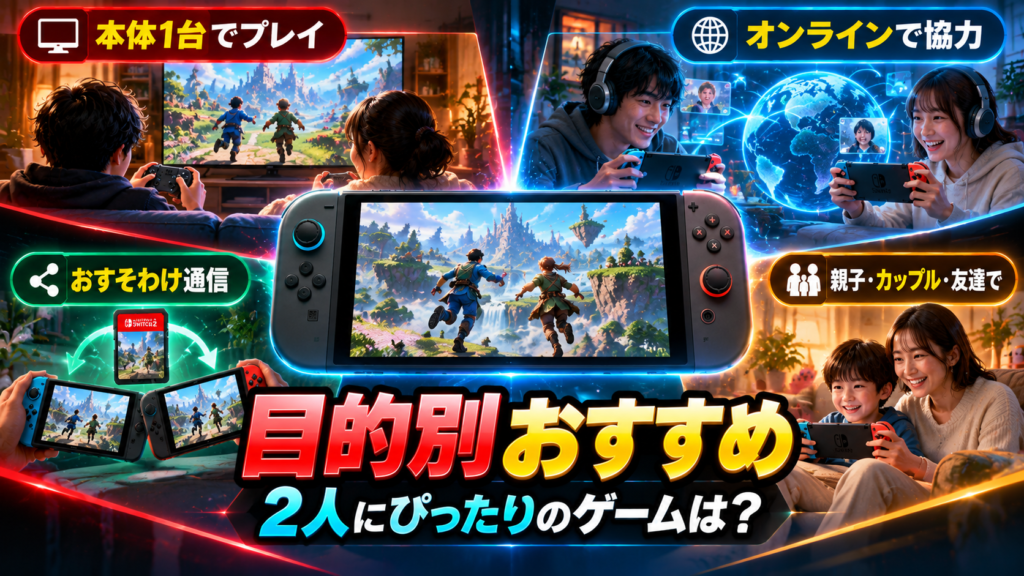 目的別|Switch2で2人プレイするならどのゲームがおすすめ?画像
